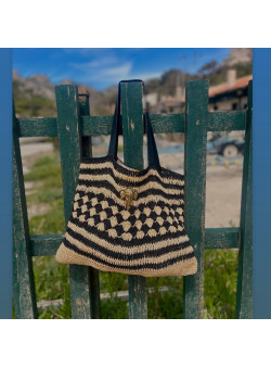 SAC CABAS BEIGE ET NOIR