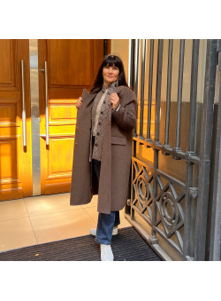MANTEAU LAINE MARRON