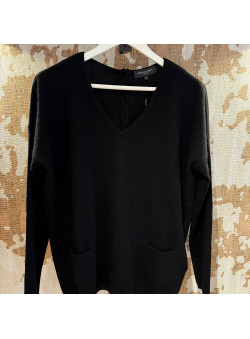 PULL COL V EN CACHEMIRE NOIR