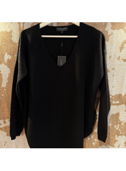 PULL EN CACHEMIRE NOIR COL V