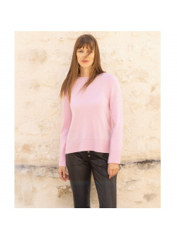 PULL CACHEMIRE COL ROND ROSE