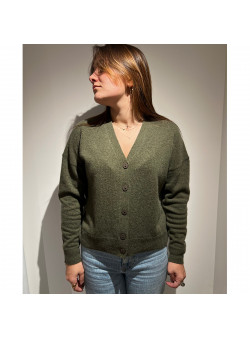 GILET KAKI EN CACHEMIRE