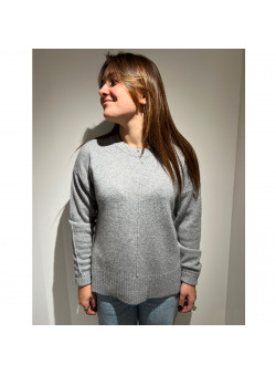 PULL CACHEMIRE GRIS COL ROND