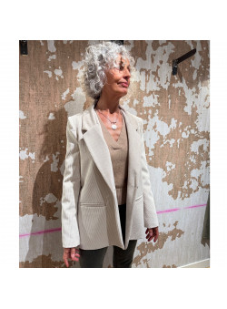 VESTE VELOURS CÔTELÉ ÉCRU