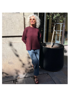 PULL COL ROND BORDEAUX