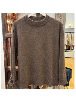 PULL COL ROND TAUPE
