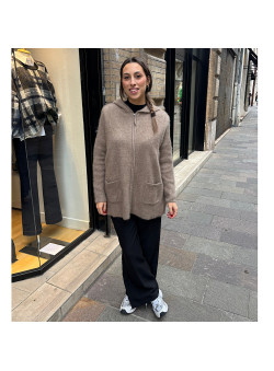 VESTE ZIPPÉE À CAPUCHE BEIGE